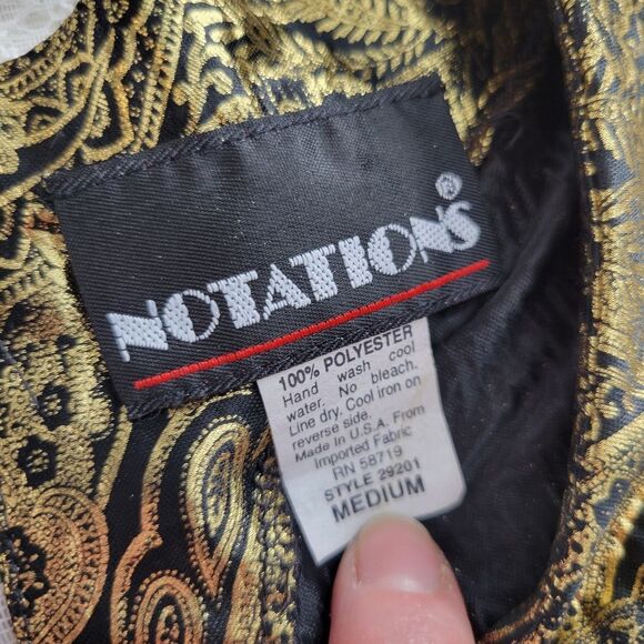 90s Metallic Foil Paisley Blouse M - Picture 5 of 6